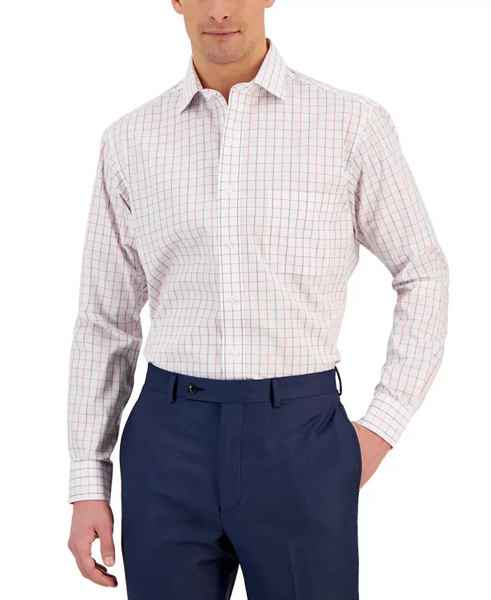 Club Room Men&#39;s Regular Fit Plaid Dress Shirt 18 34/35