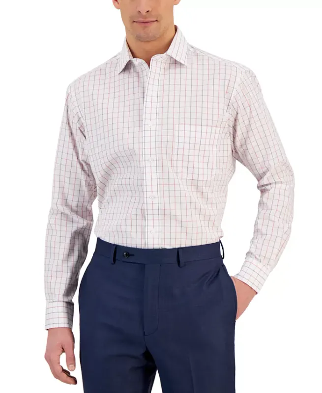 Club Room Men&#39;s Regular Fit Plaid Dress Shirt 18 34/35
