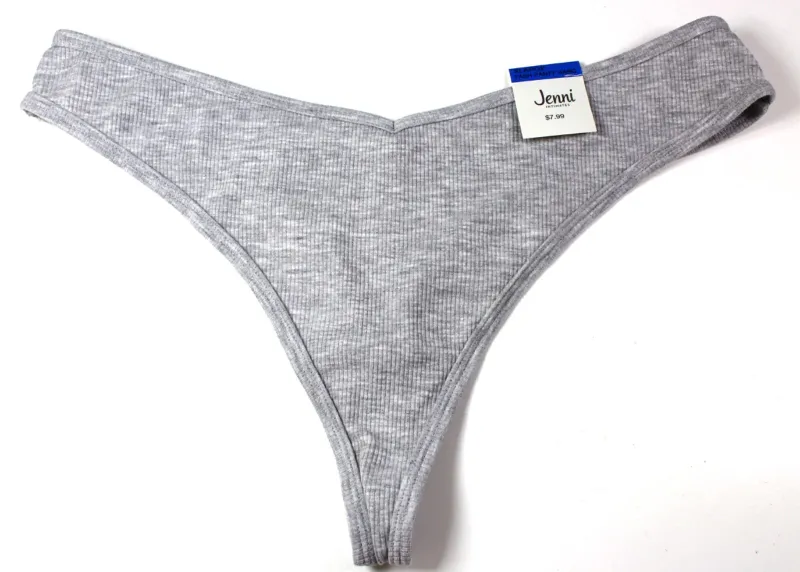 JENNI Ribbed Thong Panty Underwear Size XL Sleep Grey Heather