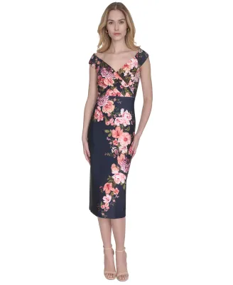 Eliza J Women's Off-The-Shoulder Floral Midi Dress - Size 10