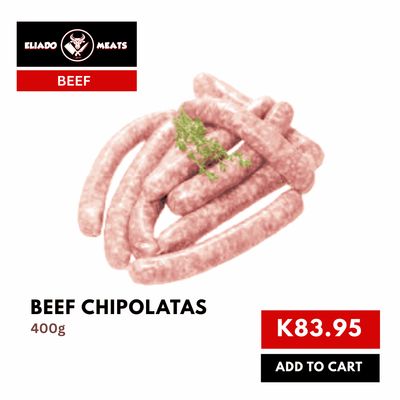 Beef Chipolata Sausages 400g