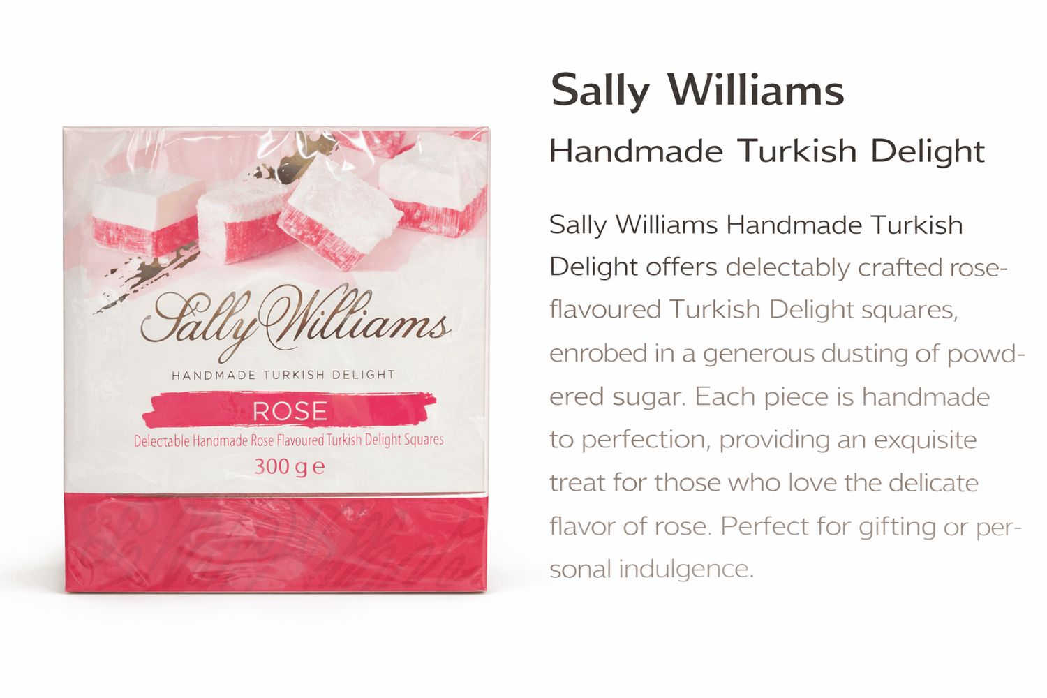 Sally Williams Handmade Turkish Delight – Rose (300g).