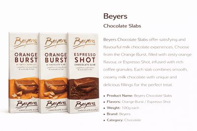 Beyers Chocolate Slabs (Orange Burst &amp; Espresso Shot).