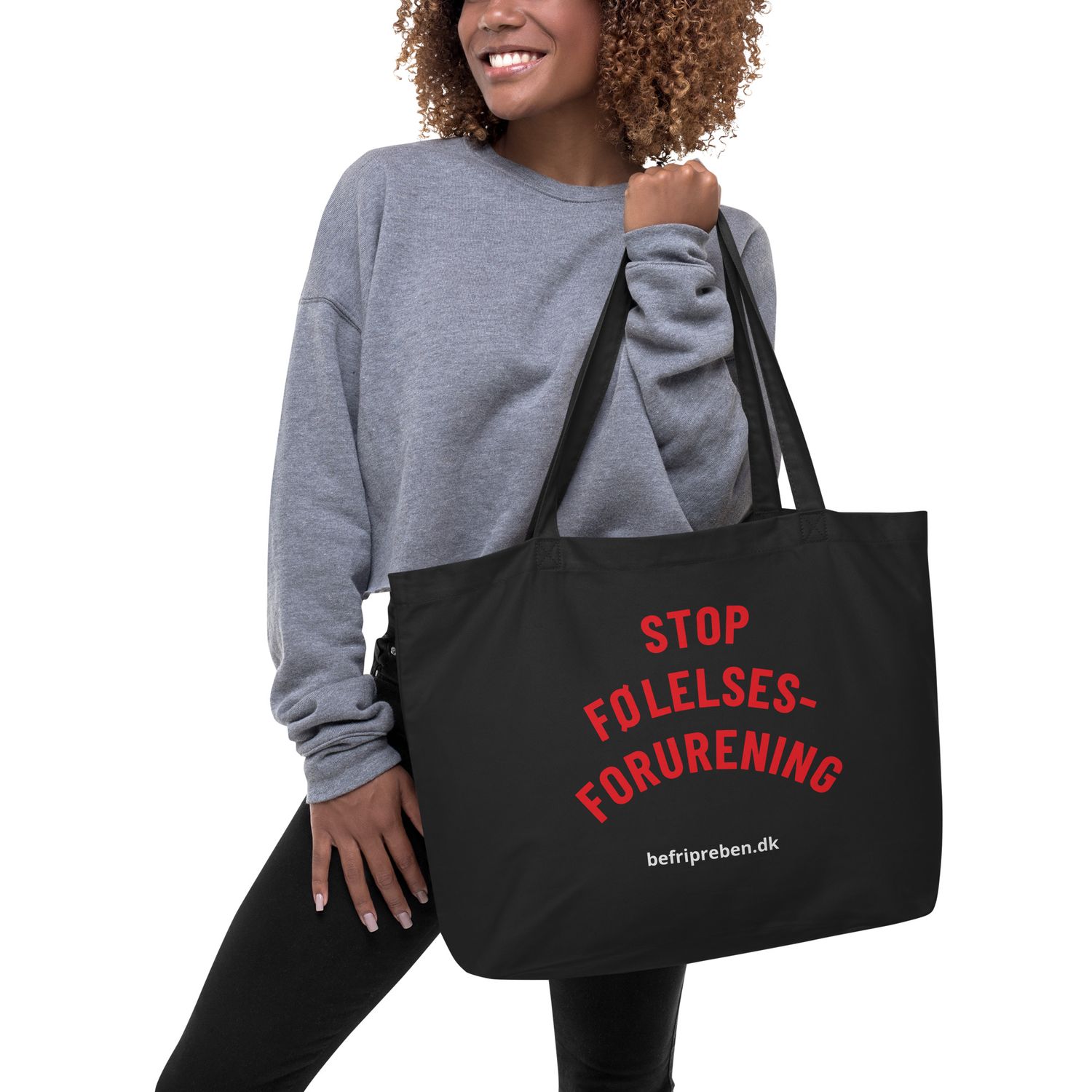 &quot;Stop følelsesforurening&quot;, mulepose, stor