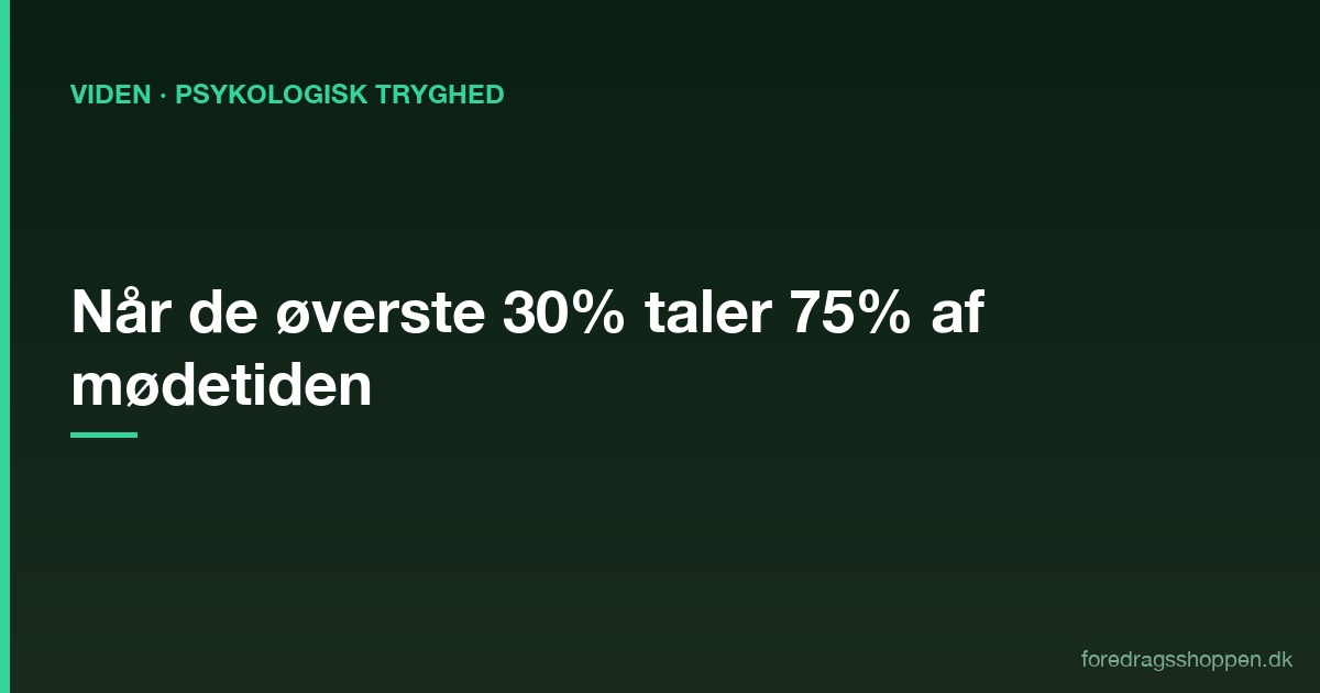 Psykologisk tryghed i møder: Når de øverste 30% taler 75% af tiden