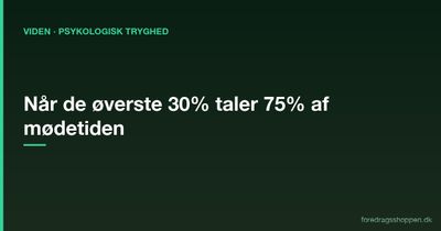 Psykologisk tryghed i møder: Når de øverste 30% taler 75% af tiden