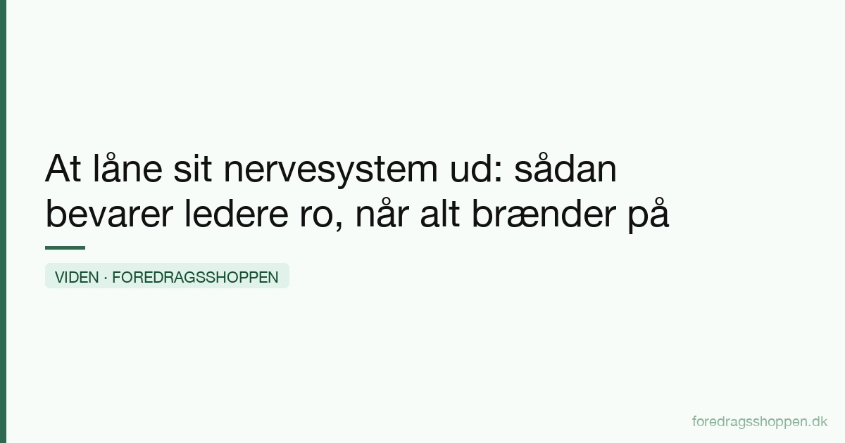 At låne sit nervesystem ud: sådan bevarer ledere ro, når alt brænder på