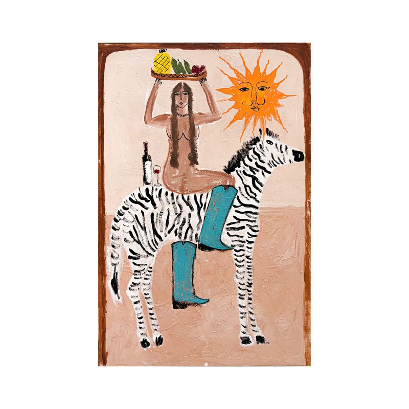 Femme, soleil et zèbre