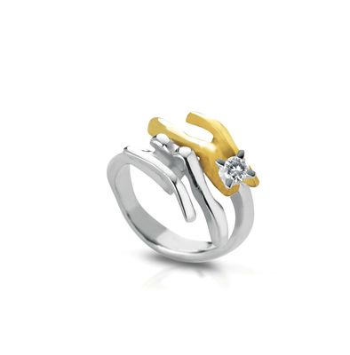 ANELLO COLLEZIONE CONDOTTIERA - 10325 cd.10325 Anello in argento, bronzo e topazio bianco CONDOTTIERA