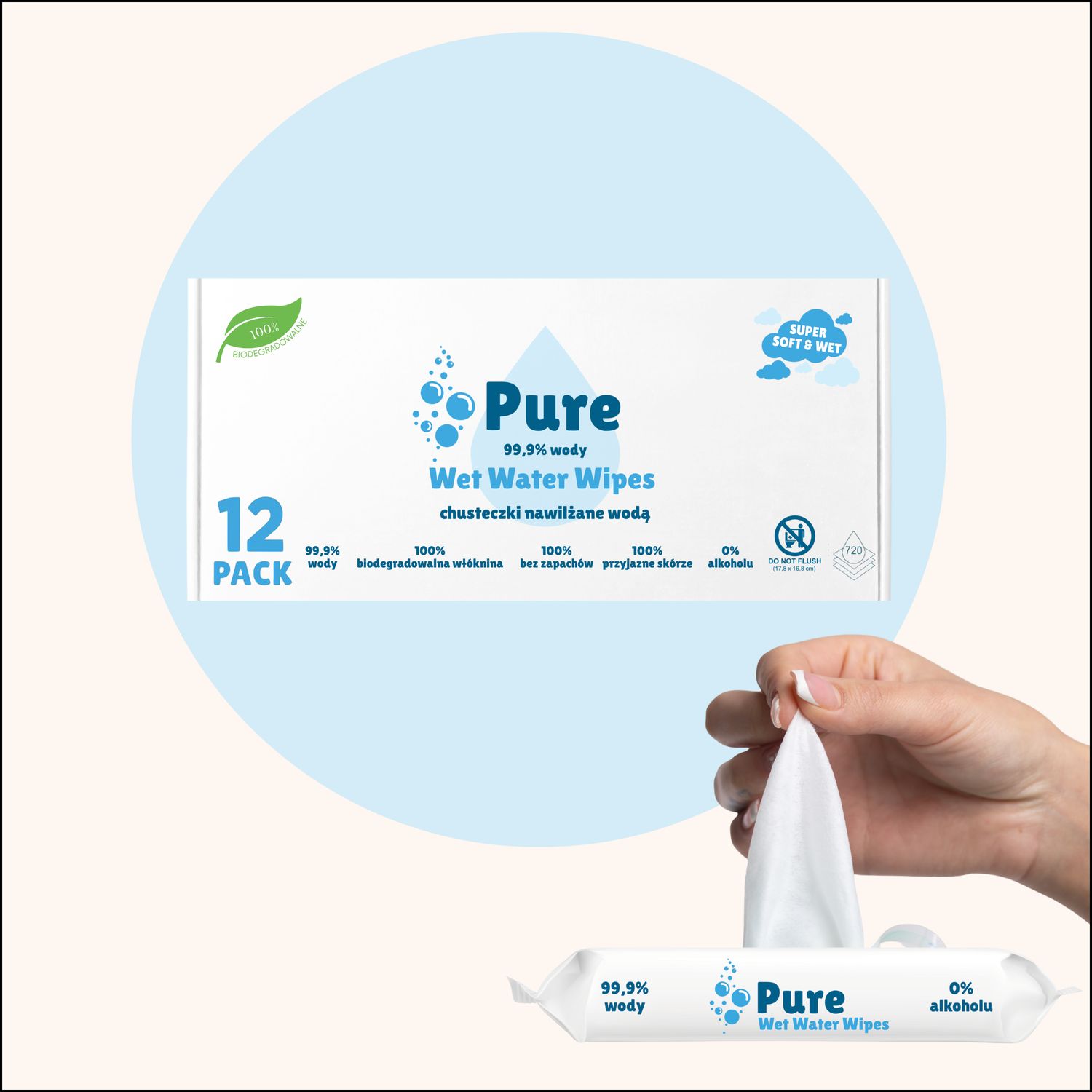 chusteczki nawilżane Wet Water Wipes 12 szt.