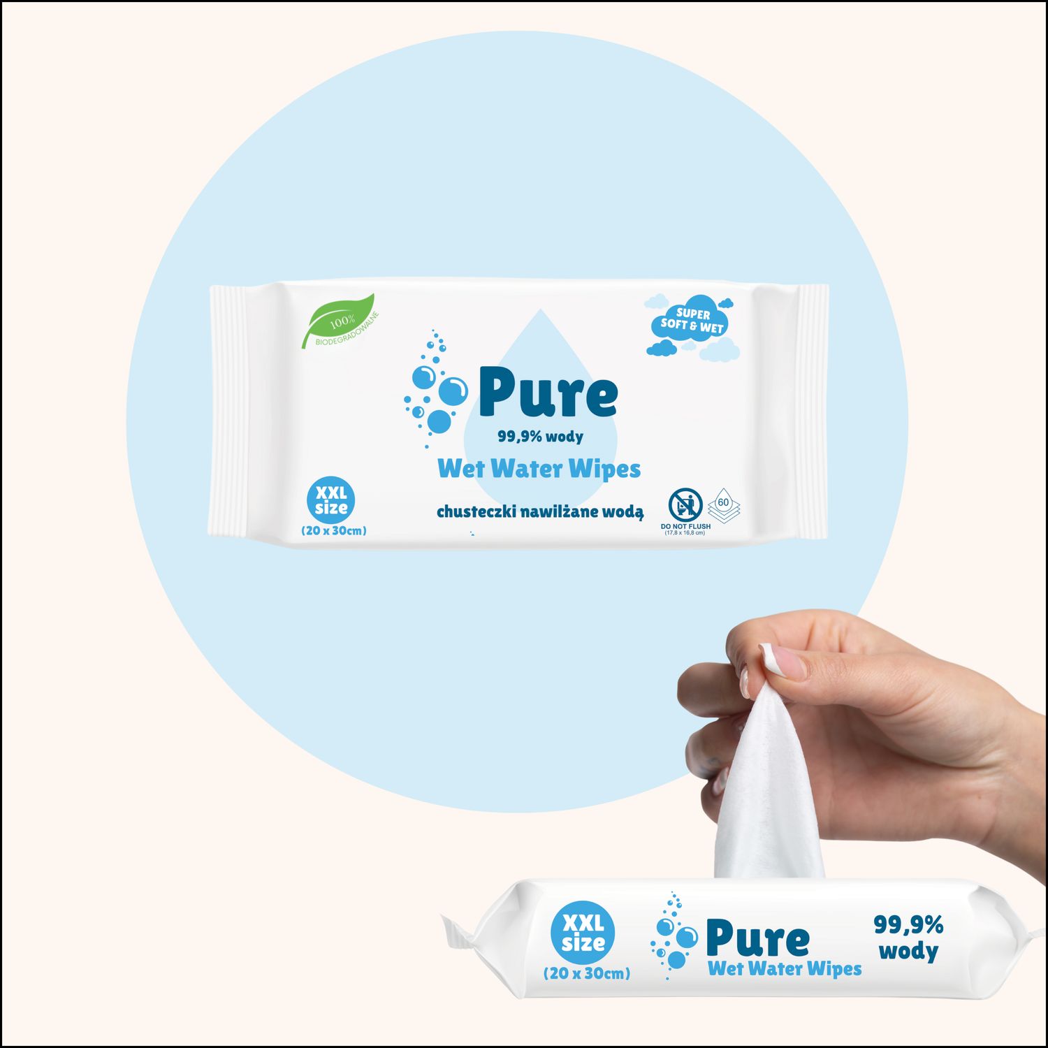 chusteczki nawilżane Wet Water Wipes XXL