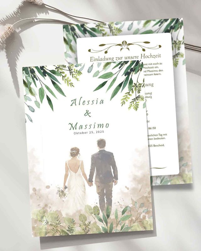 Hochzeitseinladungskarte Modern mit Hochzeitsplanung -  Papier Karte mit Umschlag