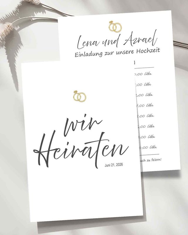 Hochzeitseinladungskarte Classic mit Hochzeitsplanung -  Papier Karte mit Umschlag