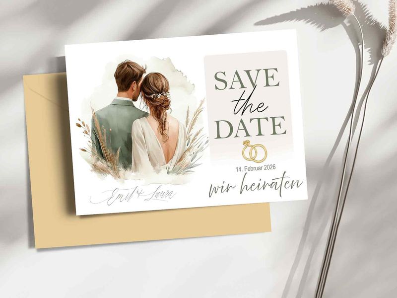 Save The Date mit Personalisierte Text - Papier Karte mit Umschlag