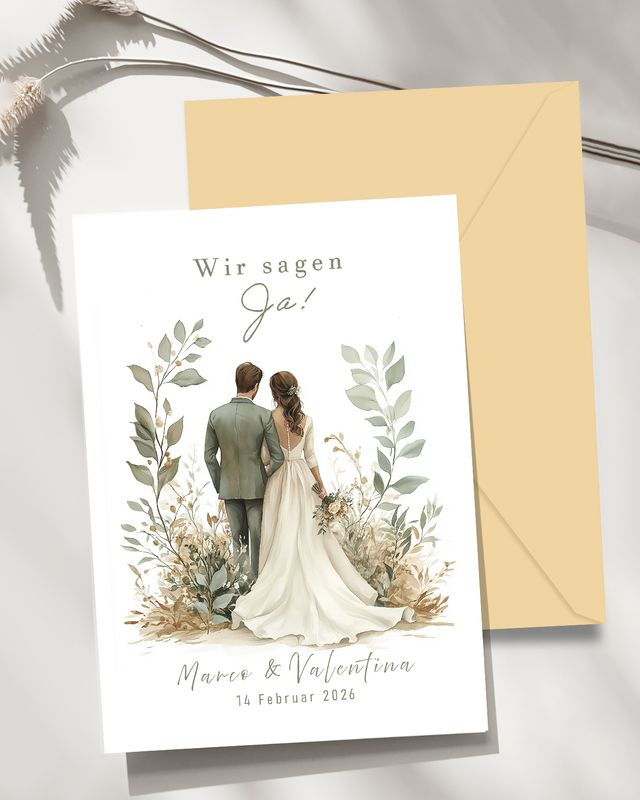 Hochzeitseinladung mit Personalisierte Text -  Papier Karte mit Umschlag