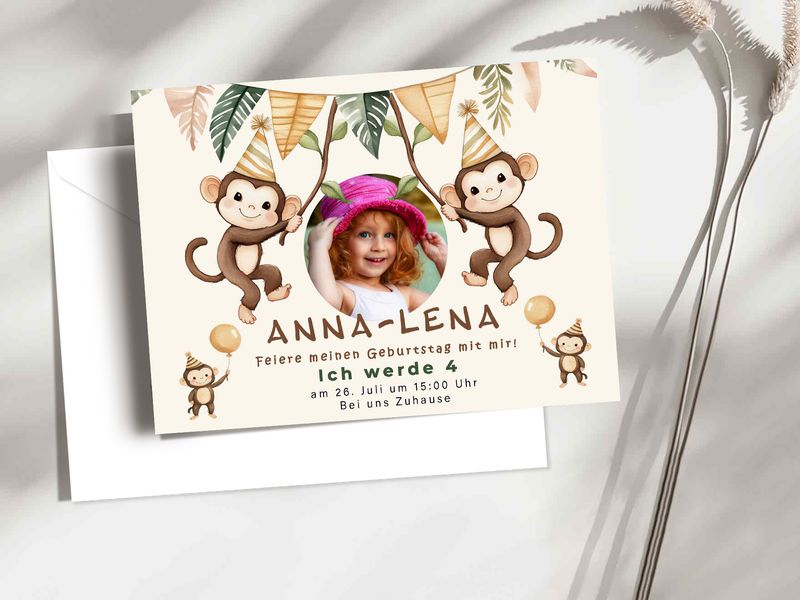 Geburtstag Einladung Mädchen mit Personalisierte Foto und Text -  Papier Karte mit Umschlag
