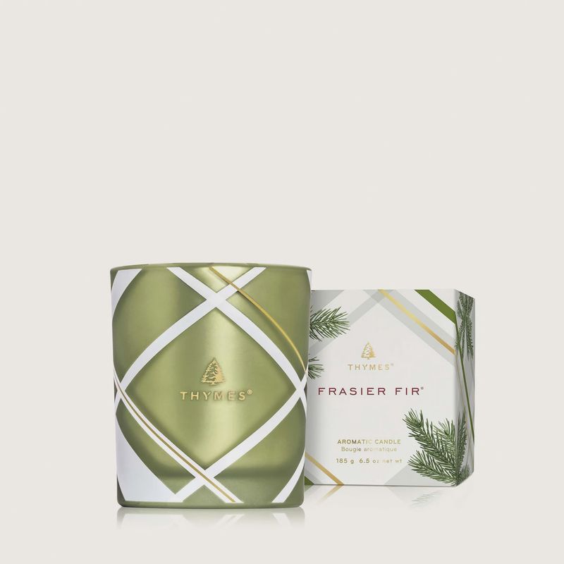 THYMES Frasier Fir Frosted Plaid 6.5 oz Poured Candle