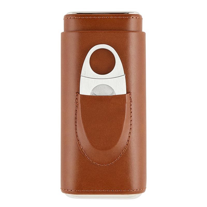 3 Finger Leather Cigar Case and Cutter