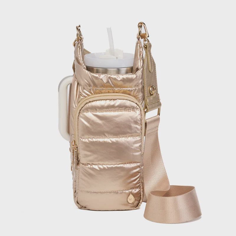 HydroBag HANDLE- Gold Shiny with Vegan Leather Trimmed Solid Strap