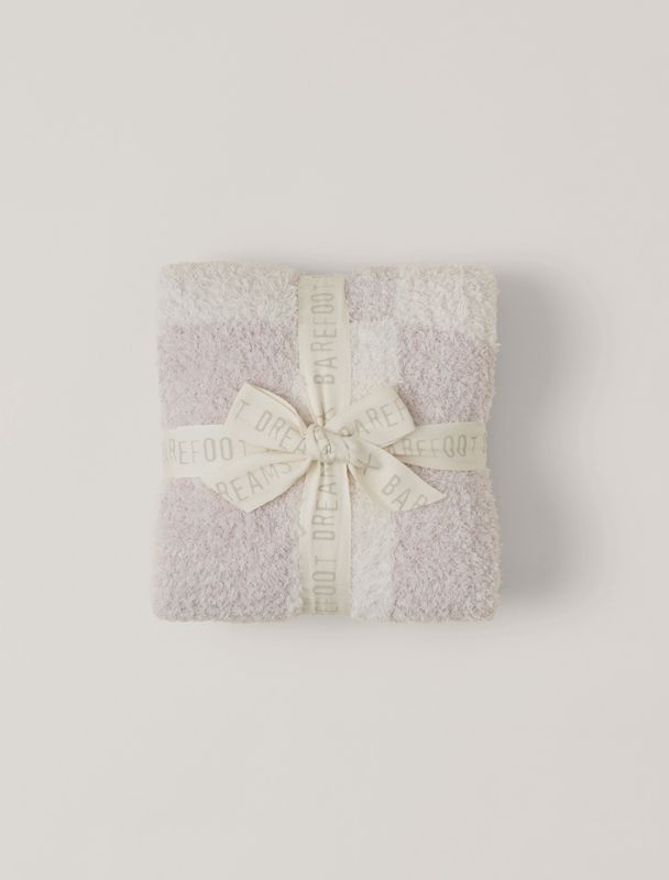 Barefoot Dreams CozyChic Checkered Stroller Blanket- Chai/Cream