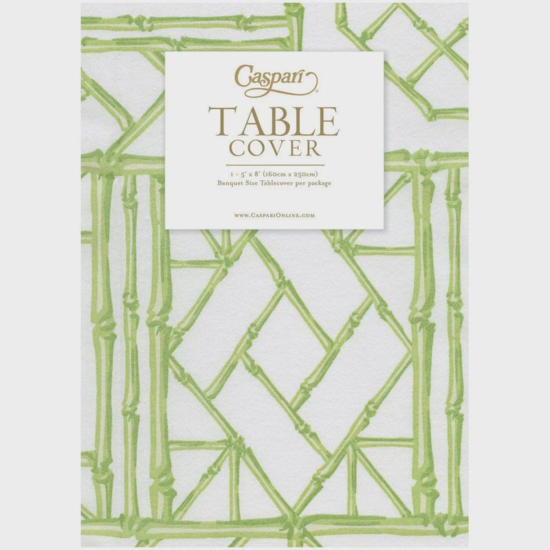 Caspari Bamboo Screen Moss Green Paper Linen Table Cover
