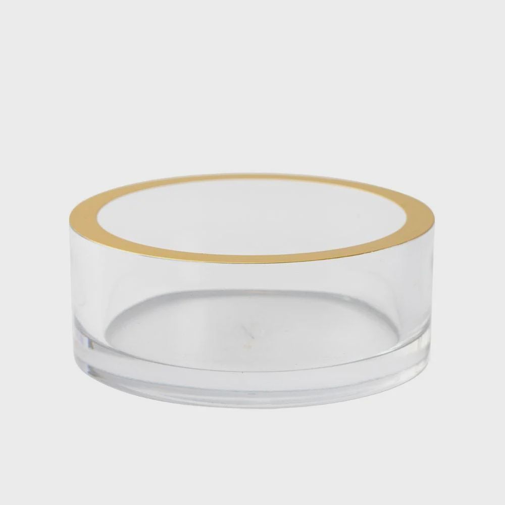 Caspari Acrylic Wine Bottle Coaster in Clear with Gold Rim - 1 Each