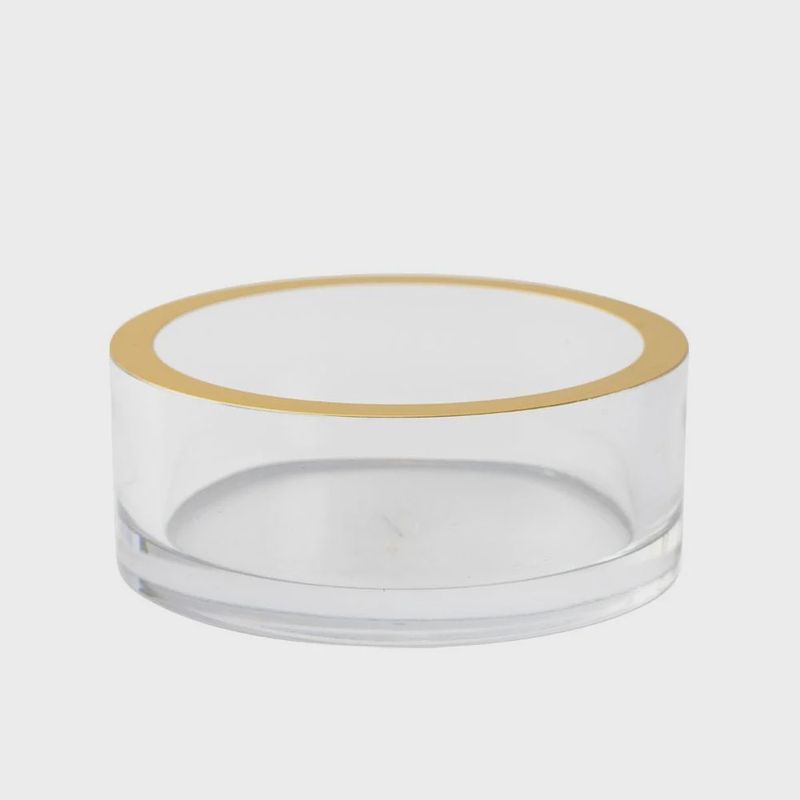 Caspari Acrylic Wine Bottle Coaster in Clear with Gold Rim - 1 Each