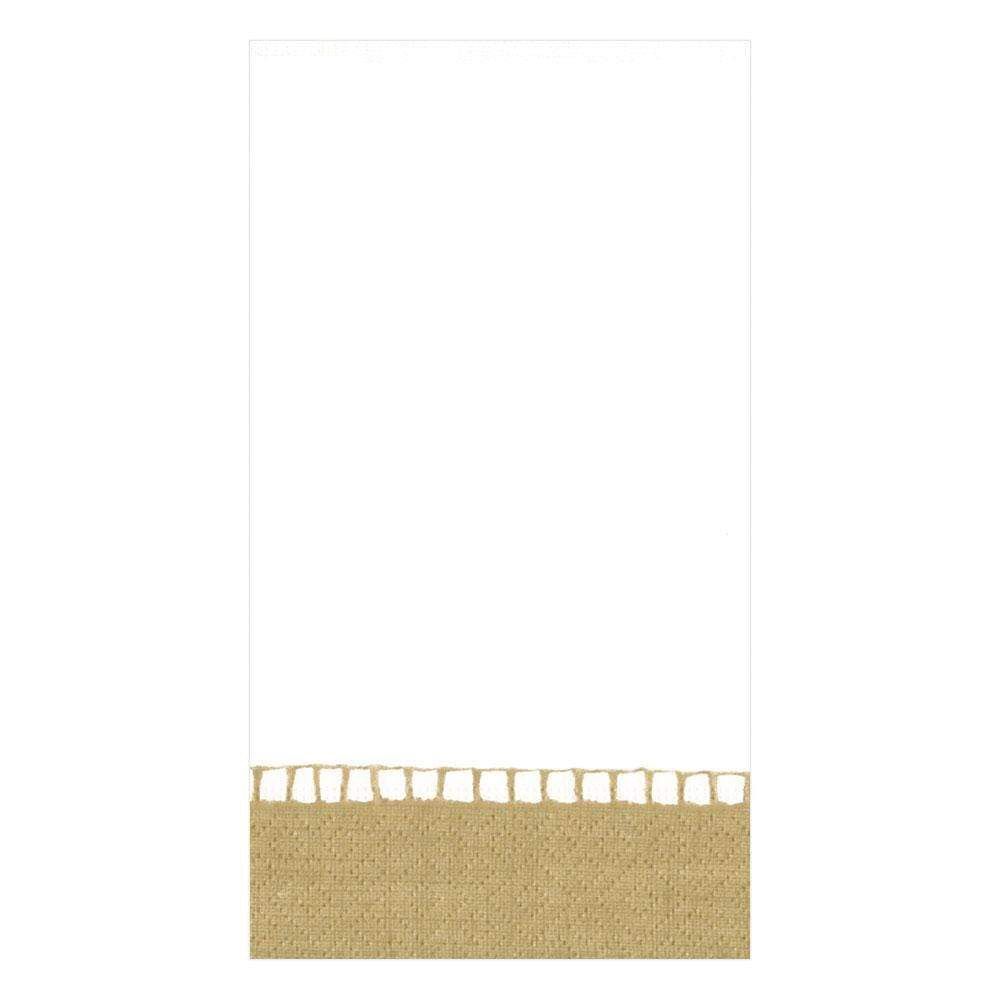 Caspari Linen Border Paper Guest Towel Napkins in Gold - 15 Per Package