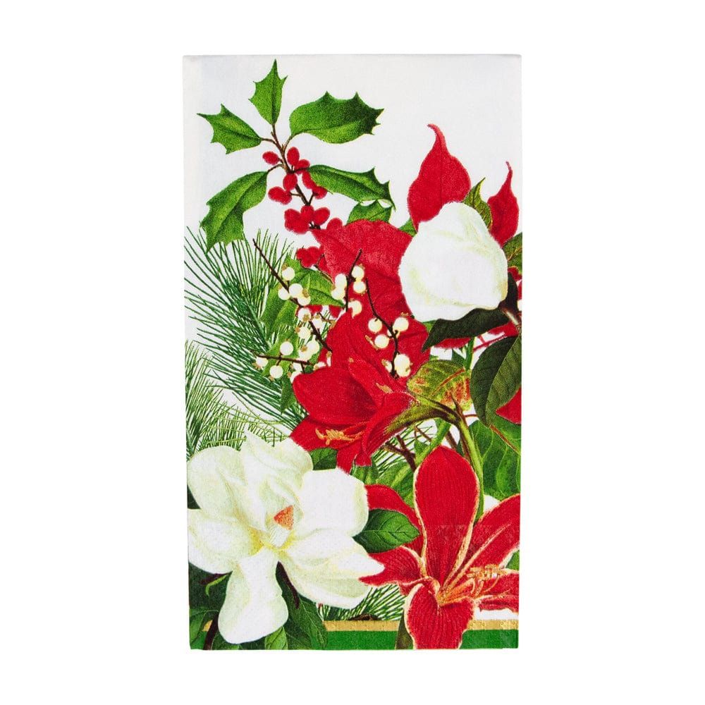 Caspari Christmas Garden Guest Towel Napkins - 15 Per Package
