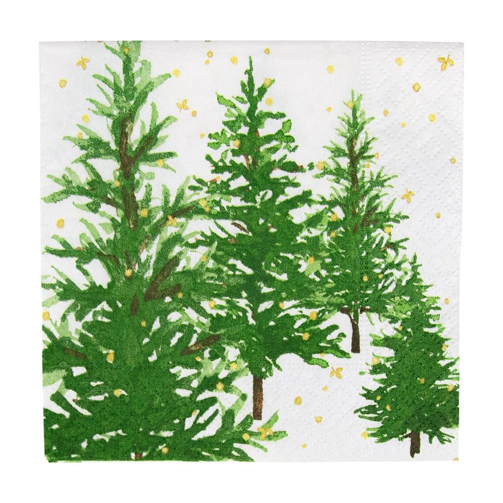 Caspari White Christmas Cocktail Napkins - 20 Per Package