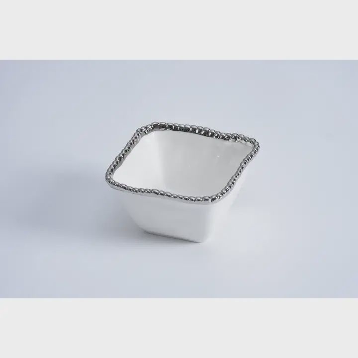 Pampa Bay Salerno Square Snack Bowl- Silver Rim