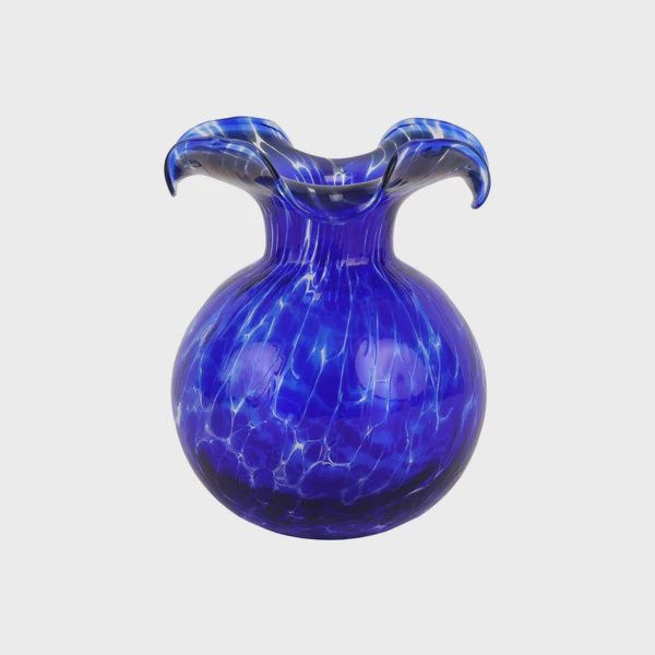 Vietri Hibiscuis Glass Cobalt Tortoiseshell Bud Vase