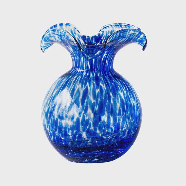 VietriHibiscus Glass Cobalt Tortoiseshell Small Fluted Vase