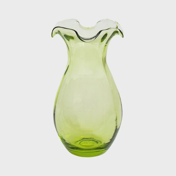 Vietri Hibiscus Glass Green Vertical Fluted Small Vase