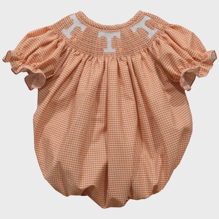 Tennessee Vols Smocked Orange Gingham Girls Bubble, Size: 6 mos