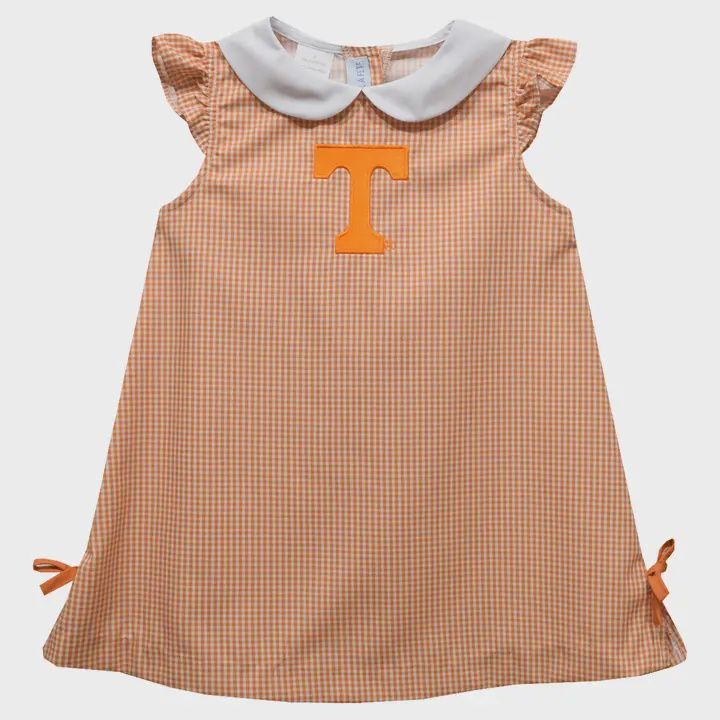 Tennessee Vols Embroidered Orange Gingham A Line Dress, Size: 6mos