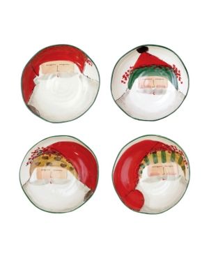 Vietri Old St. Nick Assorted Pasta Bowls - Set of 4 - Handpainted