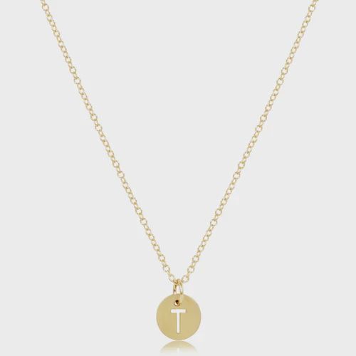 enewton 16&quot; Necklace  Gold Respect- Small Gold Disc &quot;T&quot;
