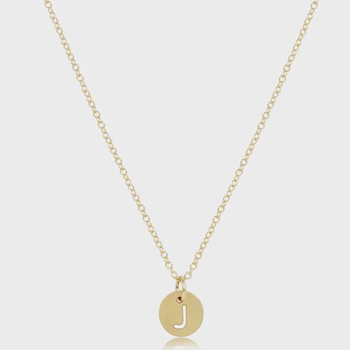 enewton 16&quot; Necklace Gold Respect Small Gold Disc &quot;J&quot;