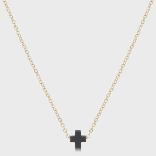 enewton 16&quot; Necklace Gold Signature Cross Small Onyx