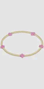 enewton egirl Signature Cross Small Gold Pattern 2mm Bead Bracelet Bright Pink