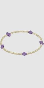 enewton Signature Cross Small Gold Pattern 2mm Bead Bracelet Purple