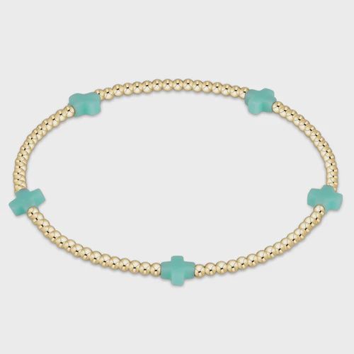 enewton Signature Cross Small Gold Pattern 2mm Bead Bracelet Mint