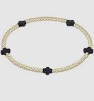 enewton Signature Cross Small Gold Pattern 2mm Bead Bracelet- Navy