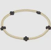 enewton Signature Cross Small Gold Pattern 2mm Bead Bracelet Charcoal