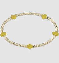 enewton  Signature Cross Small Gold Pattern 2mm Bead Bracelet Canary