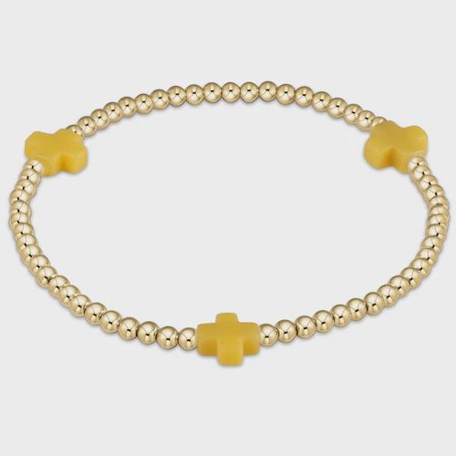 enewton Signature Cross Gold Pattern 3mm Bead Bracelet Canary