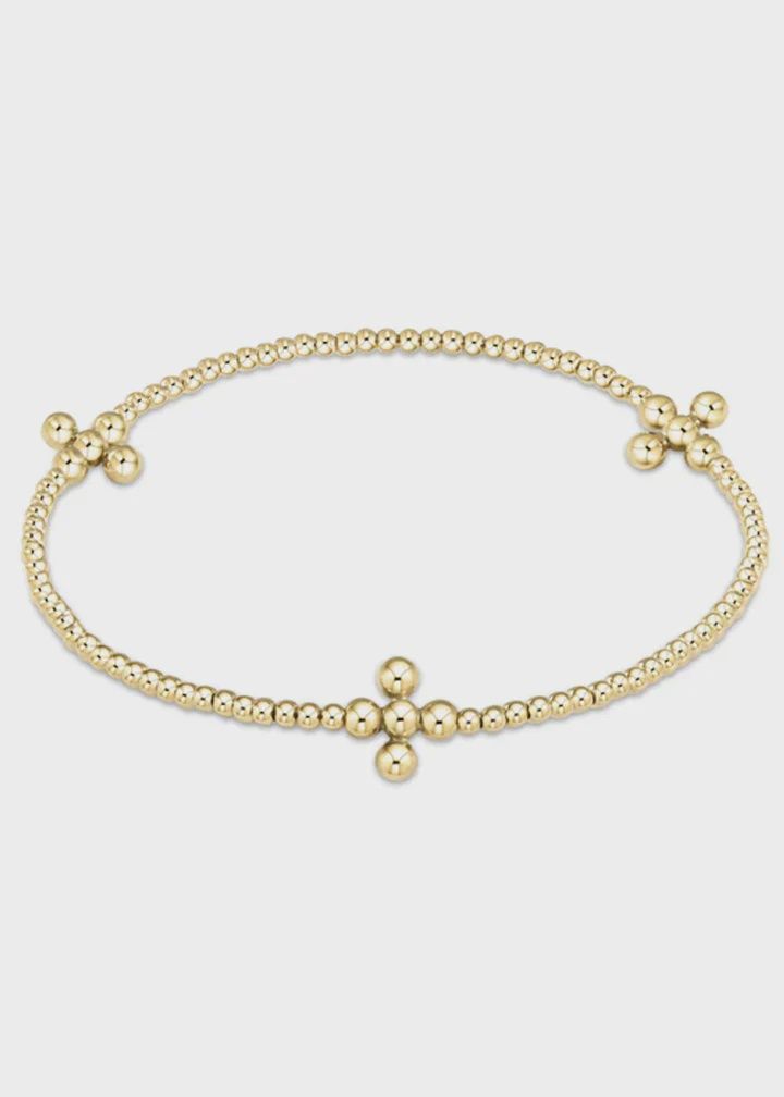 enewton Signature Cross Gold Pattern 2.5mm Bead Bracelet- Classic Beaded Signature Cross 4mm