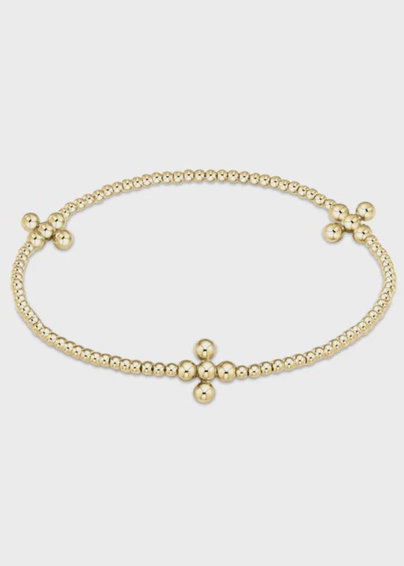 enewton Signature Cross Gold Pattern 2.5mm Bead Bracelet- Classic Beaded Signature Cross 4mm