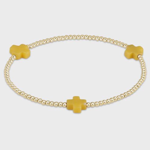 enewton Signature Cross Gold Pattern 2mm Bead Bracelet Canary
